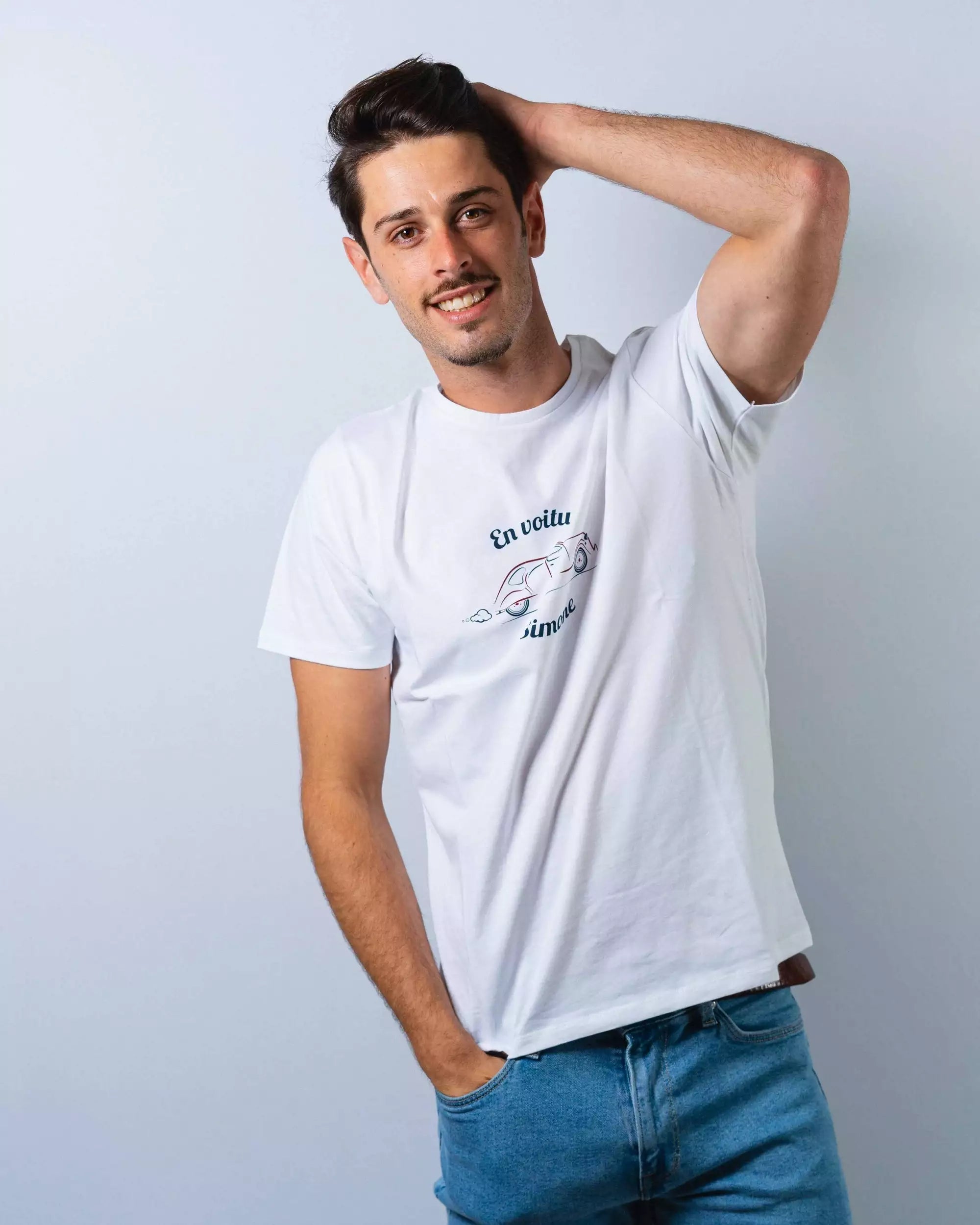 T-shirt En Voiture Simone - 100% Coton Bio Bleu - Des cadeaux pour un  homme